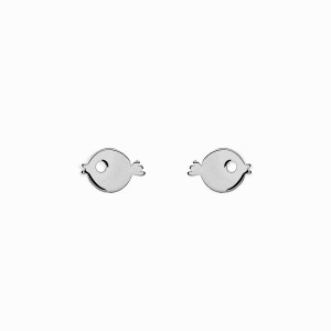 Mini Coquine Puffer Fish Silver Earrings