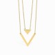 Geometric Double Triangle Golden Necklace