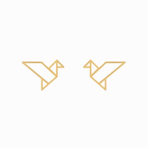 Origami Tsuru Golden Earrings