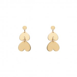 Love 2  Hearts Golden Earrings