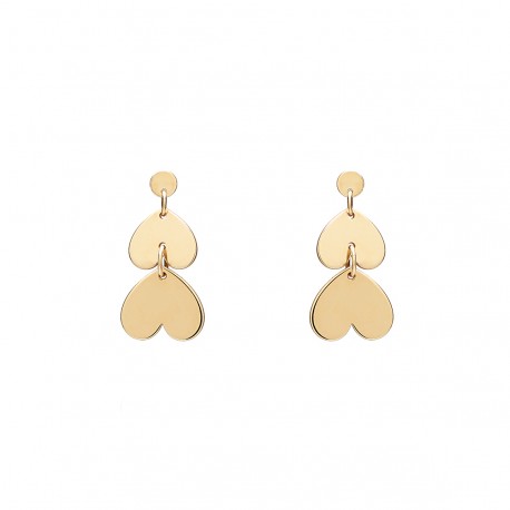 Love 2  Hearts Golden Earrings