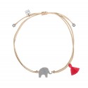 Nature Elephant Silver and Cotton Bracelet