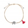 Nature Elephant Silver and Cotton Bracelet