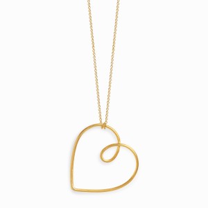 Love Heart Wire Golden Necklace