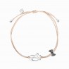 Pulseira Life Bailarina Prateada, fio de algodão
