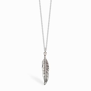 Boho Feather Silver Necklace