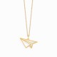 Origami Airplane Golden Necklace