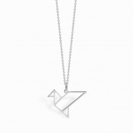 Origami Tsuru Silver Necklace