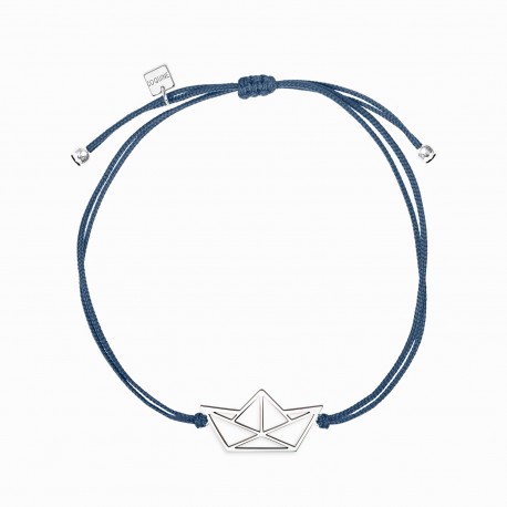 Origami Boat Silver Linen Bracelet