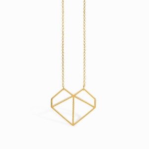 Colar Coração Origami Dourado