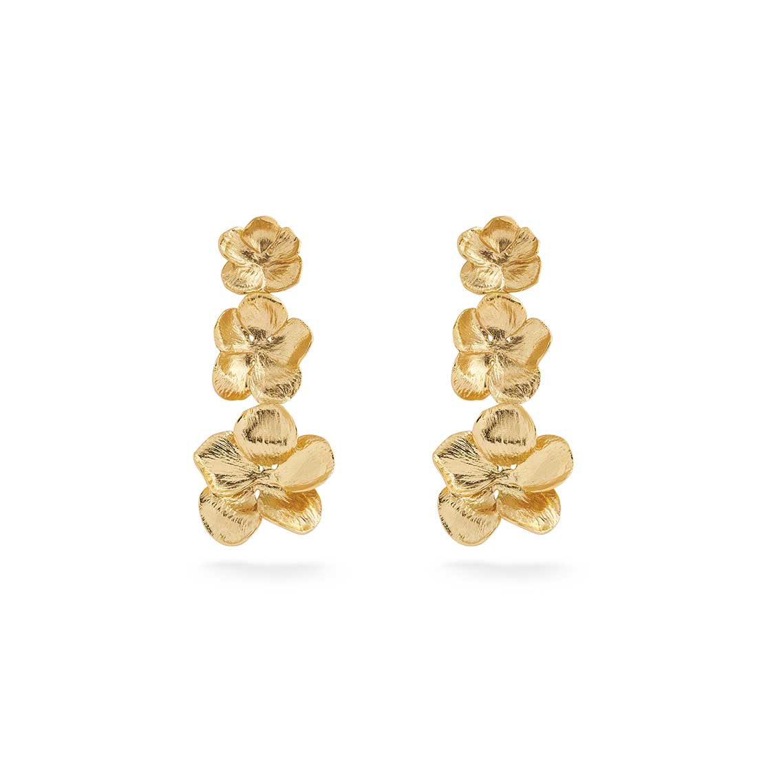 BRINCOS BOHO TRÊS FLORES COMPRIDOS