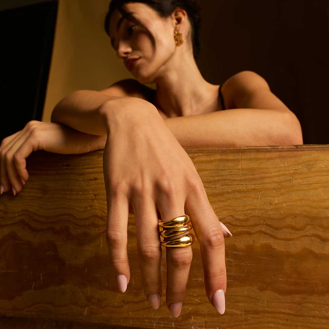 BASIC THREE ASYMMETRICAL BANDS RING